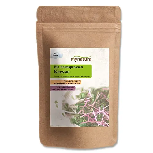 mynatura Bio Kresse Keimsprossen Gemüse | Garten | Sprossen | Keime | Keimling | keimen | gesunde Ernährung | vegan und vegetarisch (1x500g)