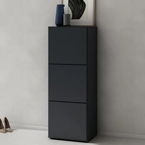 doporro Schuhschrank Schuhregal mit 3 Fächern - Schuhschrank in Anthrazit Matt mit praktischer Push-to-open-Funktion, ideal für platzsparende Aufbewahrung und stilvolle Ordnung.