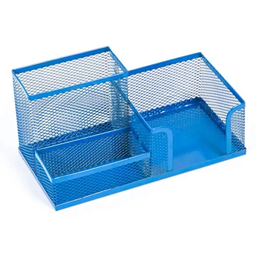 Leviatan Schreibtisch Organizer | Desk Organizer aus Metall | Stifthalter für Büro | Tischorganizer mit Zettelhalter Mesh | 205 x 103 x 98 mm Marineblau