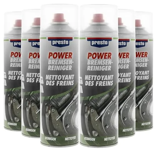 presto POWER Bremsenreiniger, kraftvoller Öl- und Fettentferner, säurefrei, sprühstark, rückstandsfrei, für Motoren, Maschinen, vielseitige Anwendungen, 500 ml