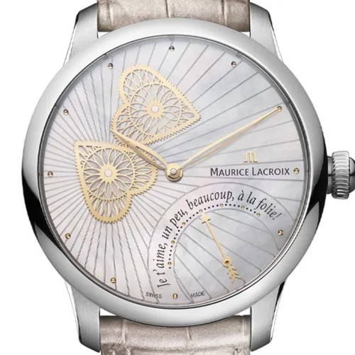 Maurice Lacroix Masterpiece Embrace Automatik Damenarmbanduhr - Elegante Damenarmbanduhr mit 37 Steinen, Saphirglas und luxuriösem Lederarmband. Swiss Made mit einzigartigem Design für stilbewusste Trägerinnen.