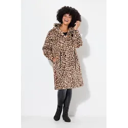 Angel of Style Outdoorjacke A-Linie mit Leo-Webfell - Modische Funktionsjacke in A-Linie mit Kapuze und funkelnden Pailletten-Sternen – ideal für stylische Outdoor-Abenteuer.