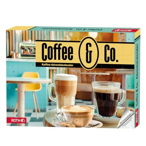 Roth Adventskalender 80716, Coffee und Co - Adventskalender mit 24 Kaffeegenuss- und Zubehörprodukten, ideal für Kaffeeliebhaber. Ein Blickfang in der Adventszeit mit besonderen Überraschungen und einem Schutzaufleger, der die Türchen schützt.