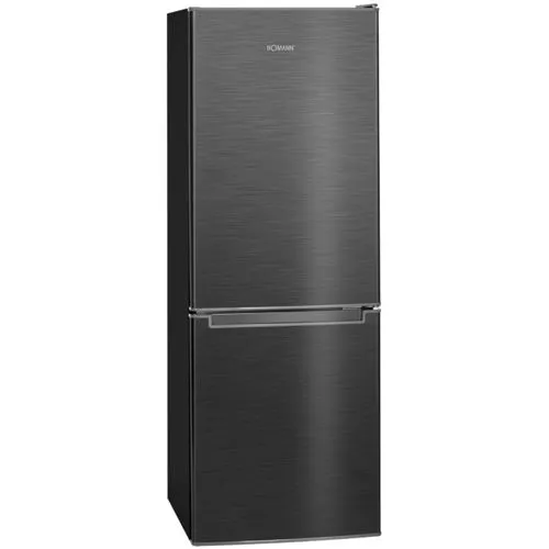 Bomann KG 7359 Kühlschrank in Edelstahl-Optik schwarz - Kühlschrank mit stilvollem Design, energieeffizient und ideal für moderne Küchen.