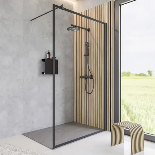 Schulte Walk In 120 x 200 cm Alexa Style 2.0 - Badezimmerschrank mit modernem Design, bietet zusätzlichen Stauraum und ist ideal für eine stilvolle Badezimmergestaltung.