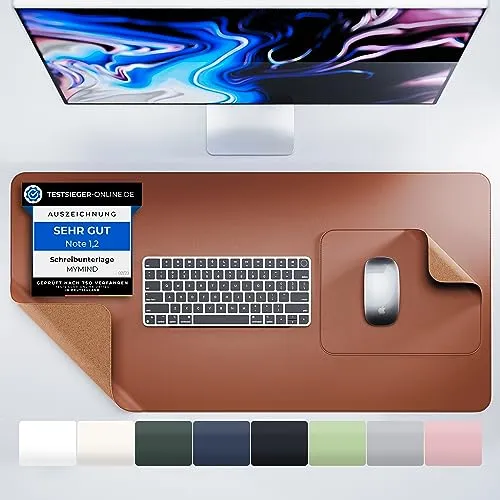 Schreibtischunterlage Leder 80x40 cm – extra dünn & rutschfest - Desk Mat & Deskmat wasserfest & schmutzabweisend - Schreibtisch Unterlage, Schreibunterlage & Tischunterlage Schreibtisch