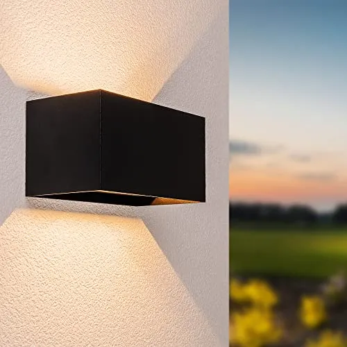 HOFTRONIC - Kansas Doppel LED Wandleuchte innen/außen - 12W 1200lm Cube/Eckig - 3000K LED Außenleuchte mit einstellbare Abstrahlwinkel - Wandbeleuchtung IP65 Wasserdicht