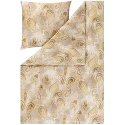 Estella Bio Mako Satin Bettwäsche Ticiana 135x200 altgold sand - Bettwäsche-Set aus 100% Bio-Baumwolle, GOTS-zertifiziert. Hautsympathisch, atmungsaktiv und temperaturausgleichend für erholsamen Schlaf. Praktischer Reißverschluss und nachhaltige Verpackung.