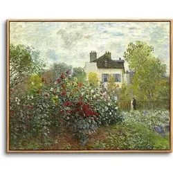 Vintage Leinwandbild Claude Monet Garten 20x25 cm mit Holzrahmen - Elegante Wanddekoration: Ideal für Wohnzimmer, Schlafzimmer oder Büros. Pflegeleicht und langlebig, bringt dieses hochwertige Kunstwerk zeitlose Schönheit in jeden Raum.