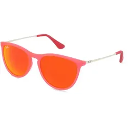 Ray-Ban Junior RJ 9060S ERIKA Kinder-Sonnenbrille - Sonnenbrille für Kinder mit pinkem Vollrand-Gestell und orangefarbenen Gläsern, idealer UV-Schutz für unbeschwerte Sommertage.