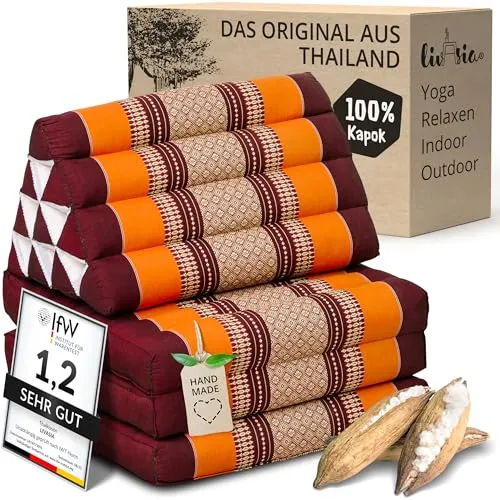 Livasia Sitzsack Thaikissen 3 Auflagen (Classic) - Handgefertigtes Thaikissen aus 100% Kapok, ideal für Yoga und Meditation. Langlebig und mobil, perfekt für entspannte Momente überall – drinnen und draußen.