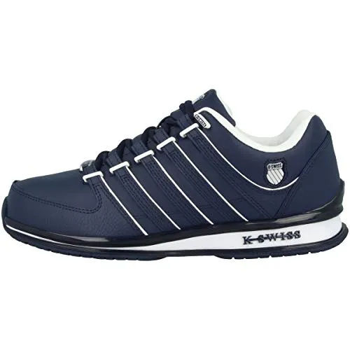 K-Swiss Herren Rinzler Sneaker - Navy/White, Größe 44.5 EU - Herren-Sneaker aus Leder mit flachem Absatz und Slingback-Design für optimalen Tragekomfort und stilvolle Freizeitlooks.