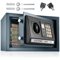 TecTake Elektronischer Safe Tresor mit LED-Anzeige - Schwarz - Sicherheits-Tresor mit Zahlenkombination und Notschlüssel, individuell einstellbarer Code, LED-Anzeige für Batteriestatus. Ideal für die sichere Aufbewahrung von Wertsachen.
