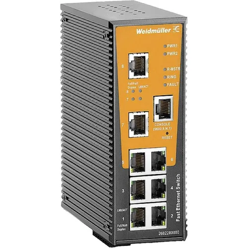 Weidmüller IE-SW-AL08M-8TX Netzwerk-Switch - Netzwerk-Switch für Ethernet-Netzwerke, bietet 8 Ports für zuverlässige Kommunikation und einfache Integration in industrielle Anwendungen.