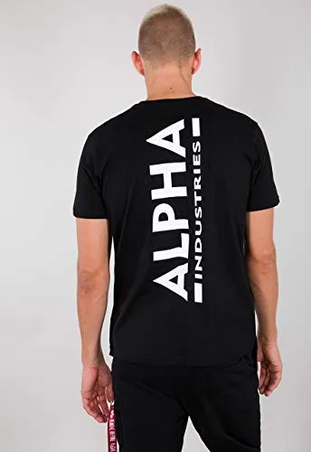 Alpha Industries Herren Backprint T-Shirt, Schwarz, X-Large - T-Shirt für Herren im Regular Fit mit stylischem Logoprint auf der Brust und großem Rückenprint, aus 100% Baumwolle für hohen Tragekomfort.