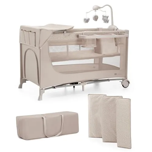 Kinderkraft JOY 2 ACC Kinderbett 3 in 1 - Vielseitiges Kinderbett als Reisebett, Babybett und Kinderbett in modernem Design; leicht zusammenklappbar und ideal für unterwegs mit praktischem Zubehör für mehr Komfort.