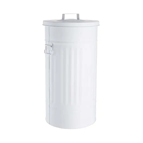 BUTLERS Mülltonne Oskar ZINC - Weiß - Vielseitige Mülltonne in elegantem Design, ideal für die Aufbewahrung von Spielzeug, Sportgeräten und mehr. Praktisch und stilvoll für jeden Raum.