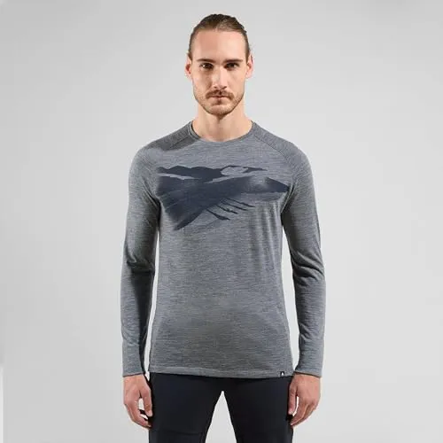Odlo Herren Langarm Shirt ASCENT MERINO 200 NORWAY, grey melange, S