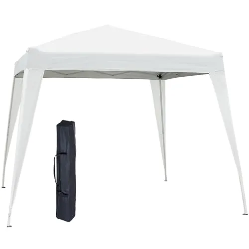 Outsunny Faltpavillon Weiß, 240x250 cm - Faltpavillon für Garten, Feste und Camping, mit UV-Schutz und einfacher Montage – ideal für entspannte Sommertage im Freien.