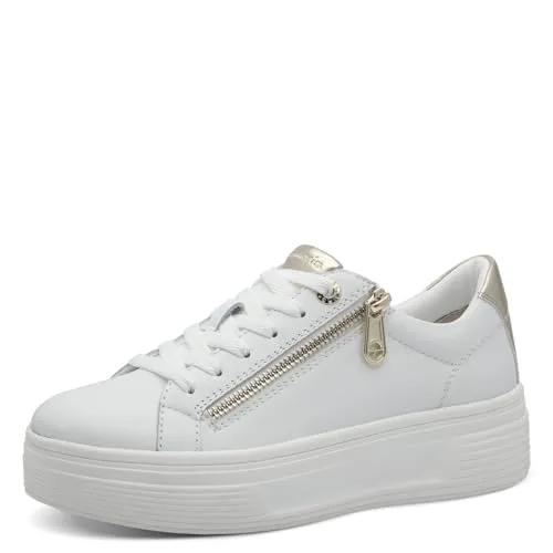 Tamaris Comfort Damen Plateau Sneaker mit Reißverschluss, Weiß (White Nappa), 36 EU - Stilvolle Plateau Sneaker mit T-flow-Technologie für ein federleichtes Laufgefühl. Die herausnehmbare Einlegesohle sorgt für individuelle Anpassung. Hochwertige Materialien garantieren Komfort und Langlebigkeit.