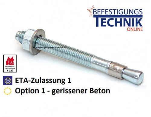 Fixanker M12 30x115mm verz. Schwerlastanker Bolzenanker ETA-1 gerissener Beto 25