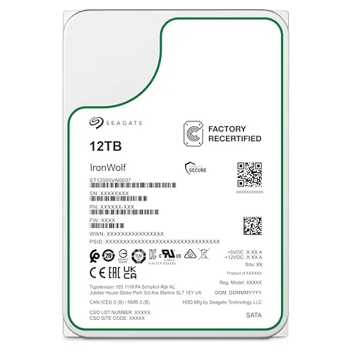 Seagate IronWolf NAS 12TB Interne Festplatte CMR 3.5 Zoll Sata III 256MB, ST12000VN0007 (Generalüberholt)