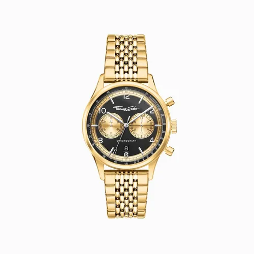 THOMAS SABO Quarzuhr WA0376-264-203 - Vintage-Chronograph für Herren - Elegante Armbanduhr aus Edelstahl mit Retro-inspiriertem Zifferblatt, Tachymeter-Skala und raffinierter Armbandgestaltung. Ideal für Liebhaber sportlich-edlen Designs.