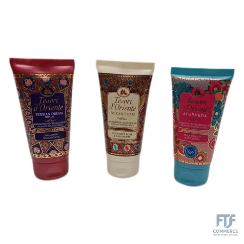 TESORI D'ORIENTE Geschenkset | Cremeduschen 3 x 75 ml (Ayurveda, Persian Dream und Byzantium) Duschcremes zur Körperpflege | Wellness-Rituale für Körper & Sinne