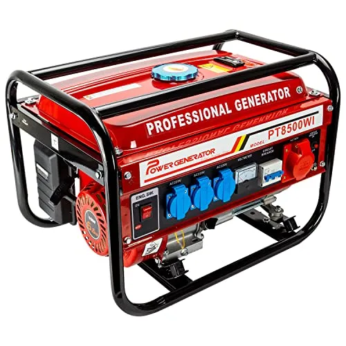 Stromerzeuger PT8500W - Leistungsstarker 4-Takt Benzin Generator - Stromaggregate für Garten, Camping oder Baustellen. Der PT8500W bietet eine max. Leistung von 3000W und läuft bis zu 11 Stunden mit einem 15L Tank.