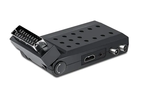 Diprogress DPT 202SB Decoder Scart Stick - TV Receiver für DVB-T2 mit HEVC MAIN 10 Unterstützung, ideal für digitales Fernsehen und einfach zu installieren.
