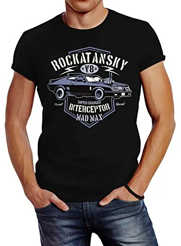 Neverless Herren T-Shirt Rockatansky V8 Interceptor Car Slim Fit Schwarz M