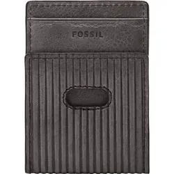 FOSSIL Andrew Leder Geldbörse Card Case Lead Gray - Elegante Portemonnaie aus 100% Leder mit magnetischer Geldscheinklammer, ideal für Kreditkarten und Ausweise – perfekt für Stilbewusste!