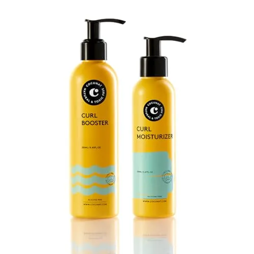 COCUNAT Curl Booster & Leave In Conditioner - Anti Frizz Duo - Haar Strukturierer für perfekte Locken: Spendet Feuchtigkeit, nährt und stärkt deine Locken ohne zu verkleben - ideal für die Curly Methode!