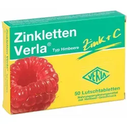 Zinkletten Verla Himbeere Lutschtabletten - Nahrungsergänzungsmittel mit Zink und Vitamin C für ein starkes Immunsystem, fruchtiger Himbeergeschmack, glutenfrei, lactosefrei und vegan, ideal für die ganze Familie.