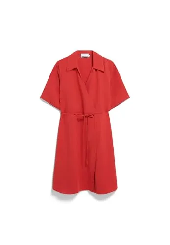 ARMEDANGELS Damen Webkleid FEMNAAMI LINO Regular Fit in Coral Blush - Damen-Kleider aus 74% Viskose (LENZING ECOVERO) und 26% Leinen, ideal für nachhaltige Mode mit optimalem Tragekomfort.