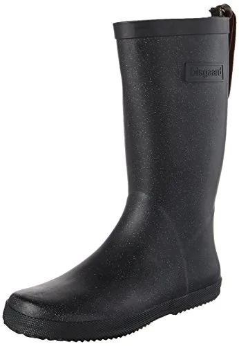 Bisgaard Jungen Mädchen Flower Gummistiefel, Glitter-Black, 27 EU - Gummistiefel für Kinder, handgefertigt aus elastischem, wasserdichtem Naturkautschuk für trockene Füße an Regentagen und mit atmungsaktivem Baumwollfutter für hohen Komfort.