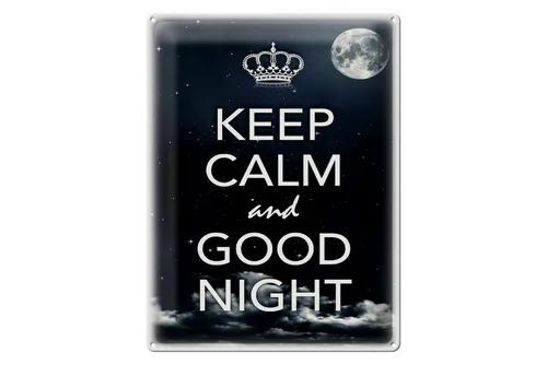 Femer GmbH Metallschild Spruch 30x40cm Keep Calm and good night, (1 St), gewölbte Oberfläche, abgerundete Ecken, umgeschlagene Kanten