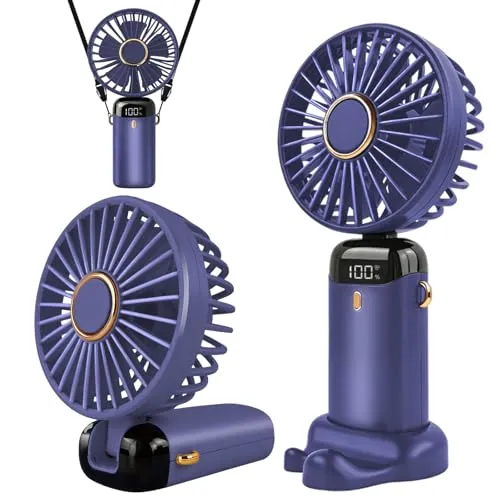 Handventilator Mini Ventilator - Tragbar und Wiederaufladbar - Stand- & Tischventilatoren: Ideal für Sommerreisen, mit 5 Geschwindigkeitsstufen und USB-Ladung für flexible Nutzung unterwegs.