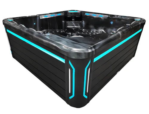 Outdoor-Spa Hot Tub Whirlpool 220x220cm mit LED Beleuchtung - Genießen Sie entspannende Momente in dieser quadratischen Whirlwanne mit stilvoller LED Beleuchtung. Ideal für Garten und Terrasse, aus robustem Acryl mit 2 Jahren Herstellergarantie.