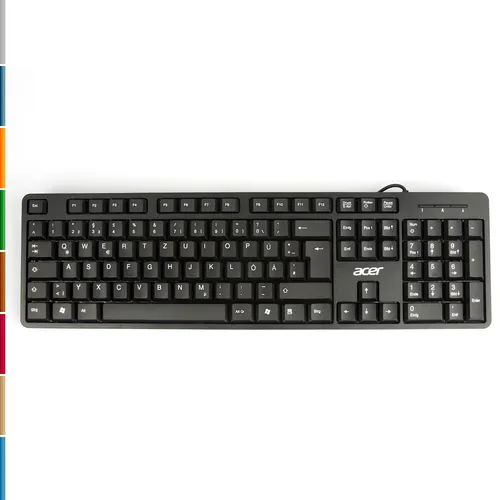 Acer AKW900 USB Tastatur mit QWERTZ Layout - Kabelgebundene Standard-Tastatur in Schwarz, ideal für effizientes Arbeiten mit integriertem Nummernblock und deutscher Tastatursprache.