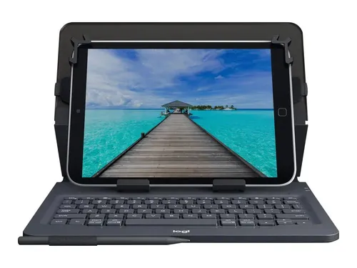 LOGITECH Universal Folio mit integrierter Tastatur für 9-10-Zoll-Tablets - Schwarz - Vielseitige Tastaturhülle für Tablets von 9-10 Zoll. Genießen Sie komfortables Tippen mit QWERTY-Layout und Bluetooth-Konnektivität. Robuste Bauweise für den täglichen Einsatz.
