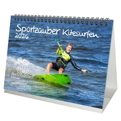 Sportzauber Kitesurfen DIN A5 Tischkalender für 2026 Surfer und surfen - Seelenz