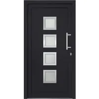 vidaXL Haustür Anthrazit mit Handgriff-Set und 3 Schlüsseln - Eingangstür in Anthrazit, 88x200 cm, mit hochwertiger Isolierverglasung und 5-fach Pilzkopfverriegelung für optimale Sicherheit und Langlebigkeit.