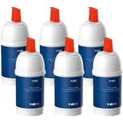 Brita P 1000 Filterkartusche (6 Stück) - Silber/Schwarz - Praktische 6er-Packung Brita P 1000 Filterkartuschen, passend für alle Brita Filterarmaturen. Einfacher Austausch und umweltfreundlich recycelbar für eine nachhaltige Wasserfilterung.