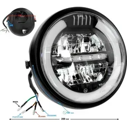 Moretti LED-Scheinwerfer für Motorräder - Hochwertiger LED-Scheinwerfer von Moretti, stoß- und wasserdicht, für optimale Ausleuchtung und Langlebigkeit. Ideal für Mopeds, Chopper und Café Racer.