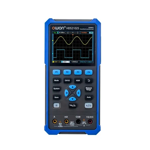 OWON HDS2102S LCD-Oszilloskop mit Multimeter und Funktionsgenerator - Multimeter und 2-Kanal Oszilloskop mit 100 MHz Bandbreite, ideal für mobile Anwendungen und präzise Messungen in der Elektronik.