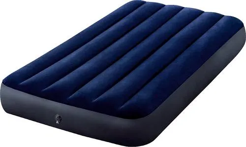 Intex 64757 Classic Down Luftbett 191x99x25 cm Blau - Ideal für Camping und als Gästebett. Das 191 x 99 x 25 cm große Luftbett bietet mit seiner robusten, beflockten Oberfläche und patentierter Konstruktion hohen Schlafkomfort und Stabilität.