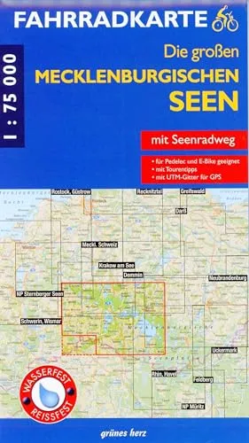 Fahrradkarte Die großen Mecklenburgischen Seen: Mit Mecklenburgischer Seen-Radweg. Mit UTM-Gitter für GPS. Wasser- und reißfest. (Fahrradkarten)