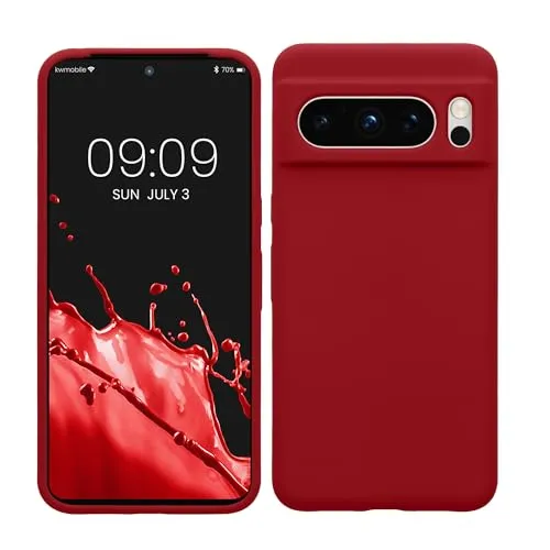 kwmobile Handyhülle für Google Pixel 8 Pro Hülle, für Pixel 8 Pro Case - Hülle Silikon - kabelloses Laden - Rhabarber Rot