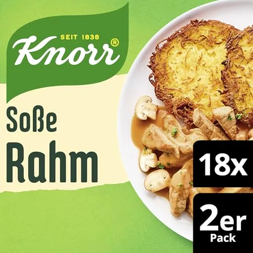 Knorr Rahm Soße 18x68g - Cremige Bratensauce ohne Geschmacksverstärker - Bratensaucen: Knorr Rahm Soße im praktischen 18er-Pack, ideal für Geflügel und Schnitzel. Cremig und ohne Geschmacksverstärker – für schnellen Genuss!